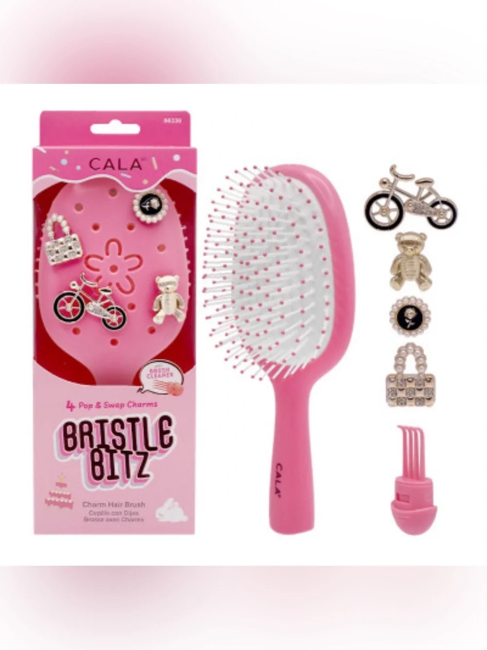 🆕 CALA Bristle Bitz Charm Hair Brush, Pink